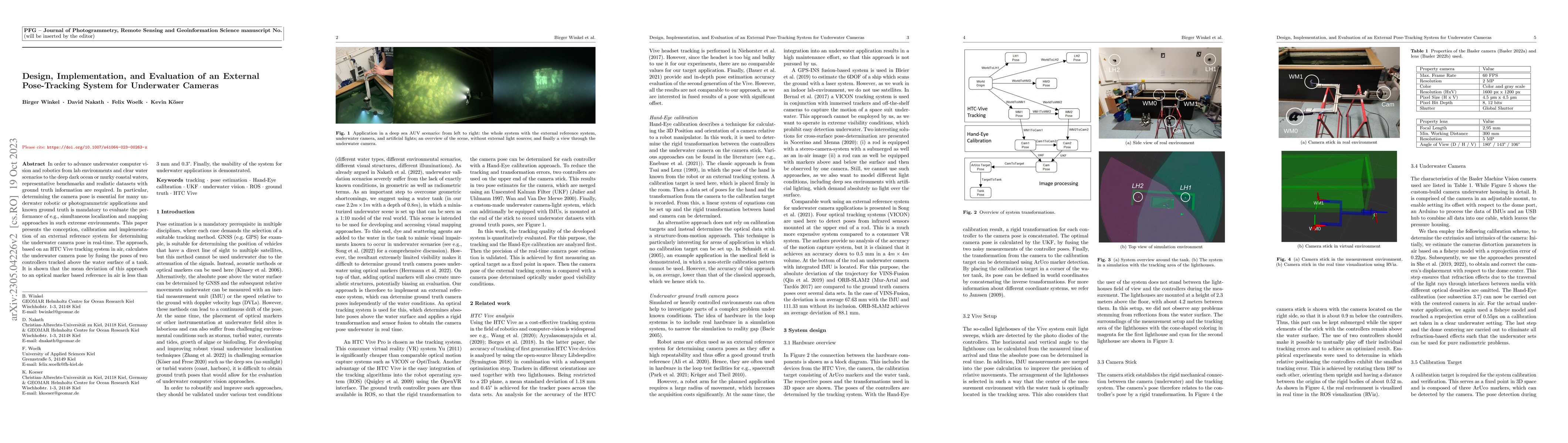 Thumbnail for Design, Implementation and Evaluation of an External Pose-Tracking
  System for Underwater Cameras