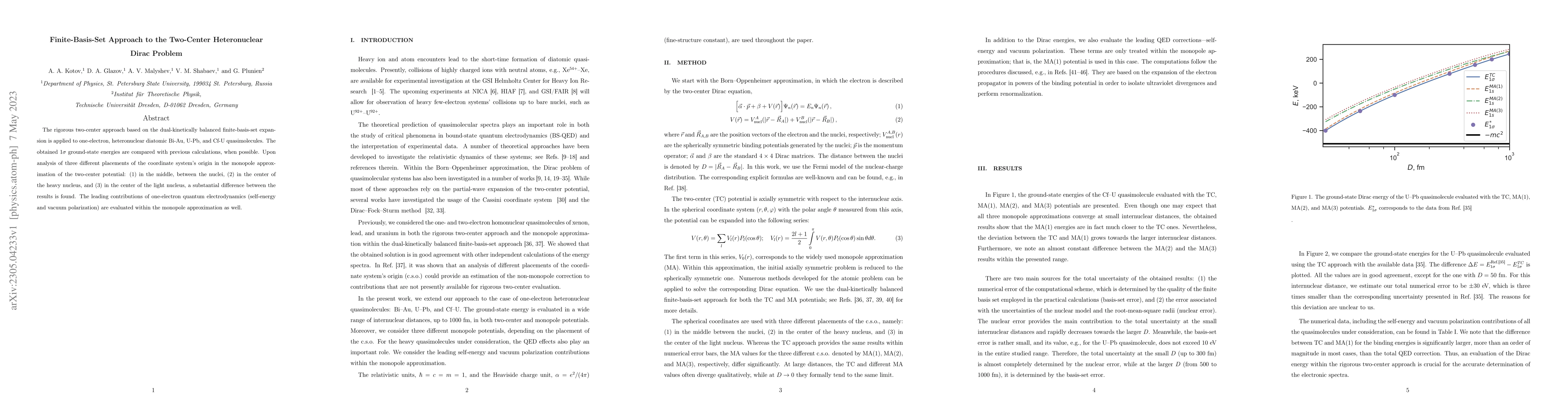 Thumbnail for Finite-Basis-Set Approach to the Two-Center Heteronuclear \\ Dirac
  Problem