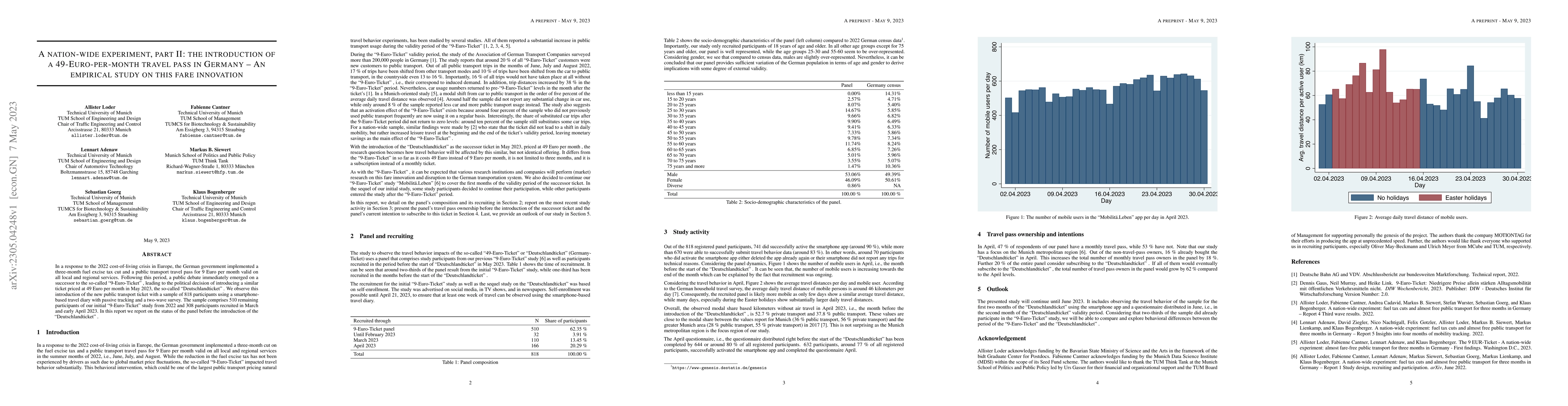 Thumbnail for A nation-wide experiment, part II: the introduction of a
  49-Euro-per-month travel pass in Germany -- An empirical study on this fare
  innovation