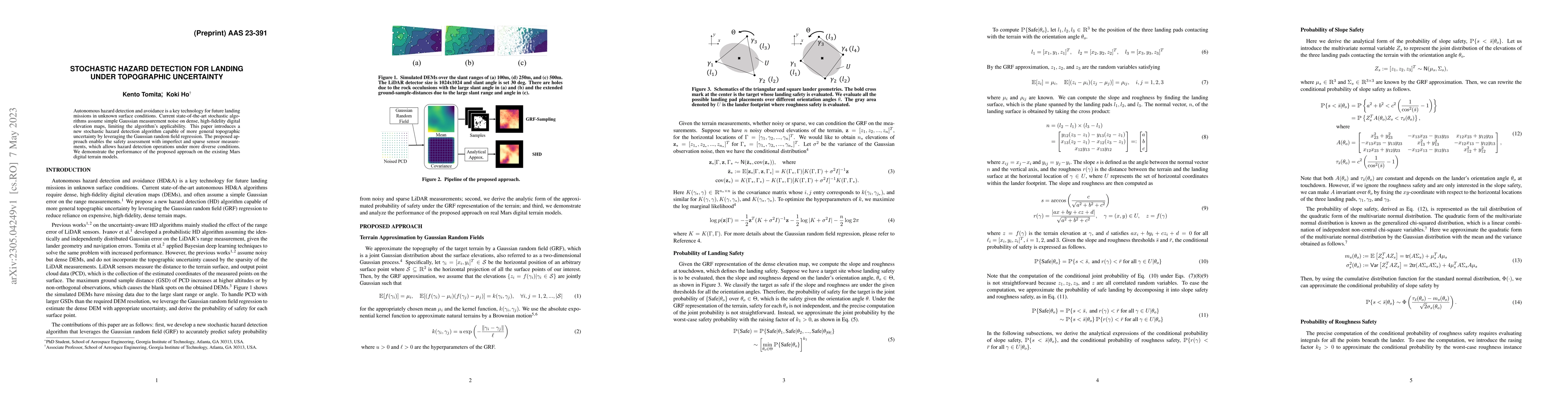 Thumbnail for Stochastic Hazard Detection For Landing Under Topographic Uncertainty