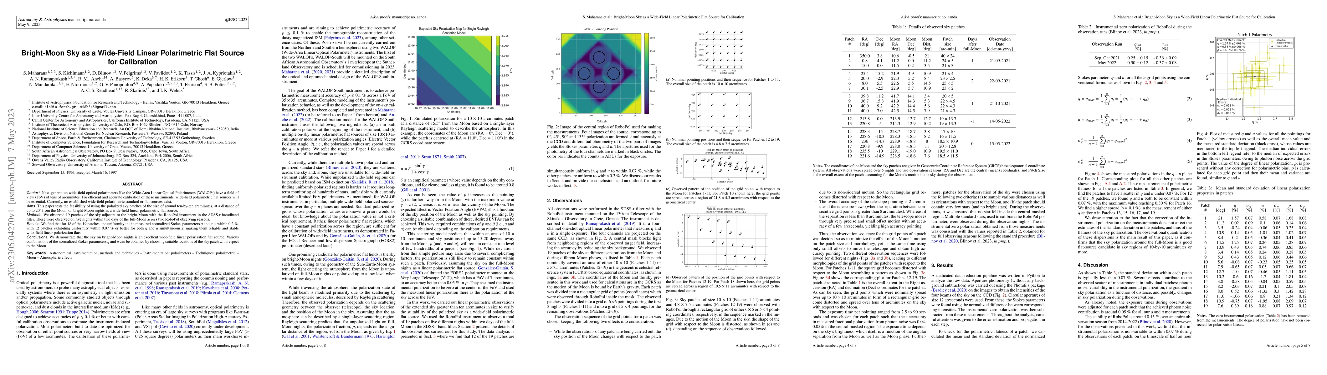 Thumbnail for Bright-Moon Sky as a Wide-Field Linear Polarimetric Flat Source for
  Calibration