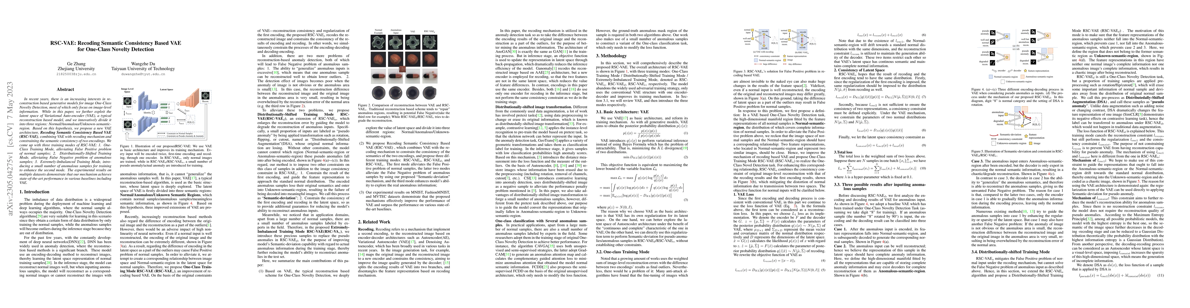 Thumbnail for RSC-VAE: Recoding Semantic Consistency Based VAE for One-Class Novelty
  Detection