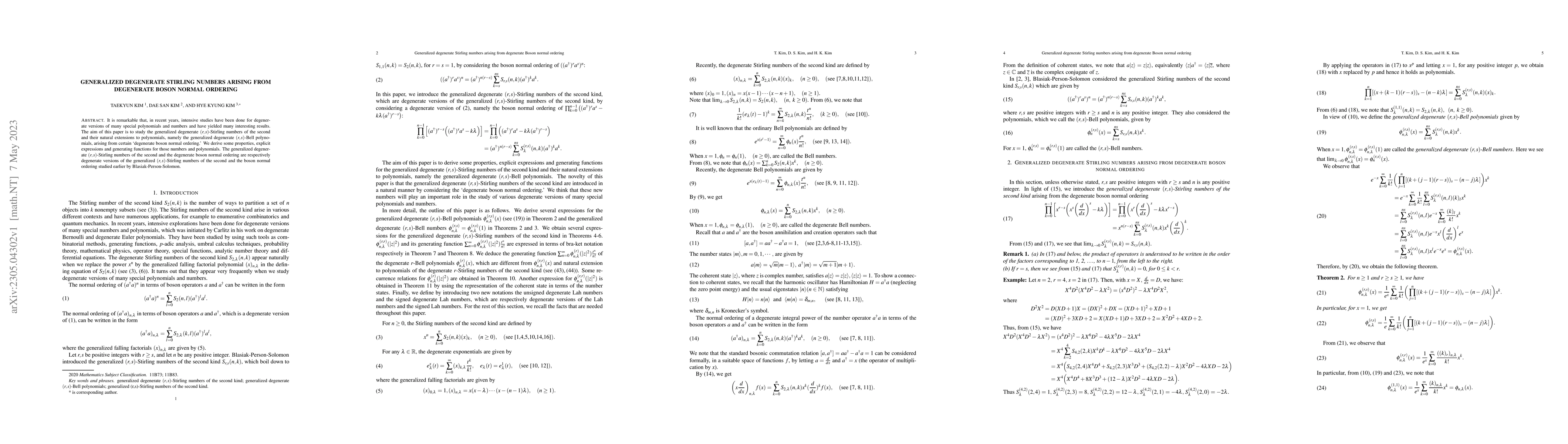 Thumbnail for Generalized degenerate stirling numbers arising from degenerate boson
  normal ordering