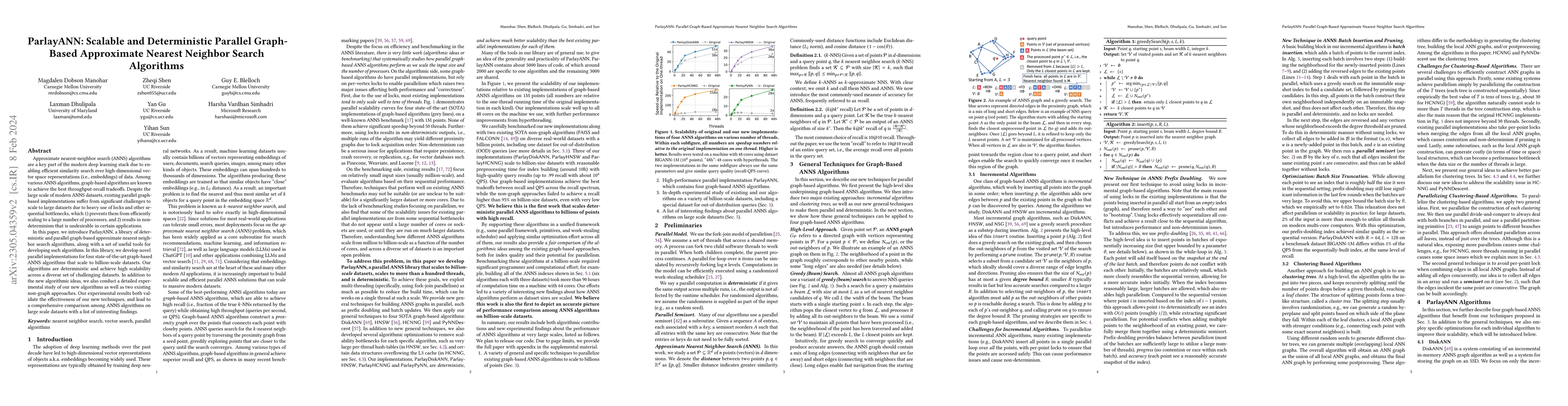Thumbnail for ParlayANN: Scalable and Deterministic Parallel Graph-Based Approximate
  Nearest Neighbor Search Algorithms