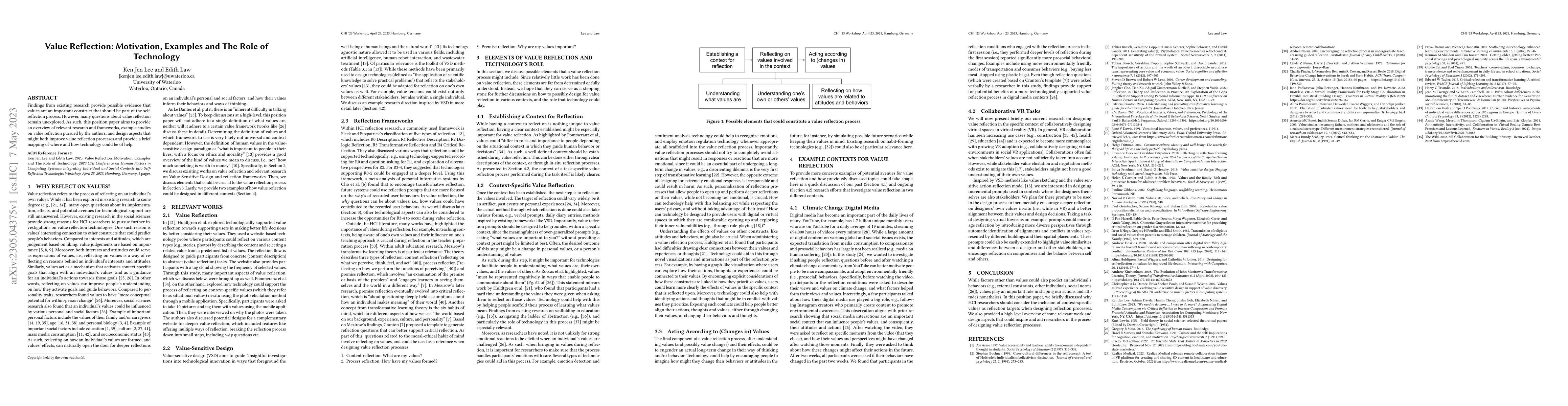 Thumbnail for Value Reflection: Motivation, Examples and The Role of Technology