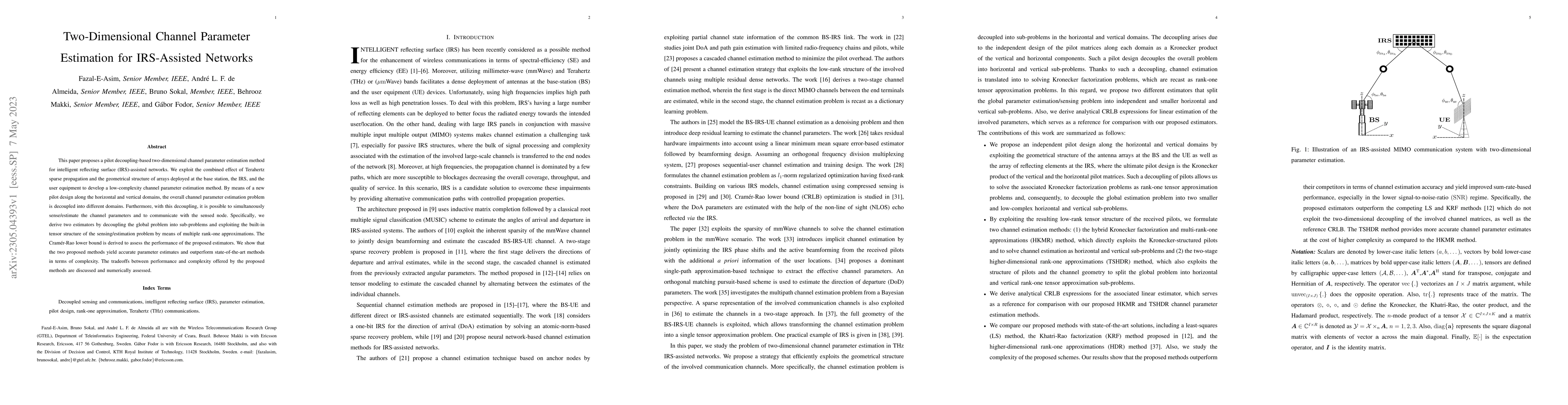 Thumbnail for Two-Dimensional Channel Parameter Estimation for IRS-Assisted Networks