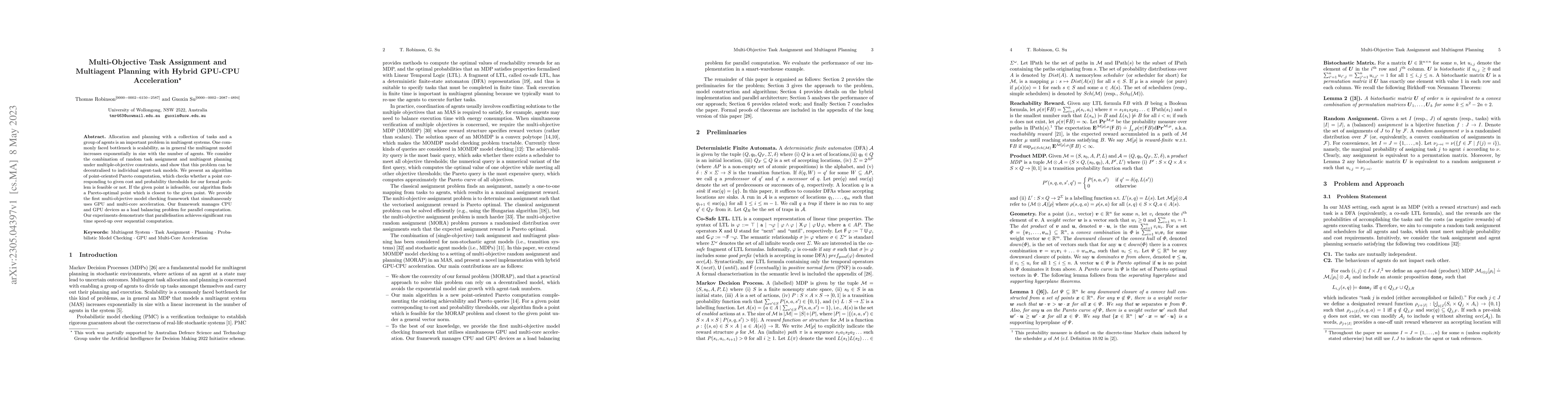 Thumbnail for Multi-Objective Task Assignment and Multiagent Planning with Hybrid
  GPU-CPU Acceleration