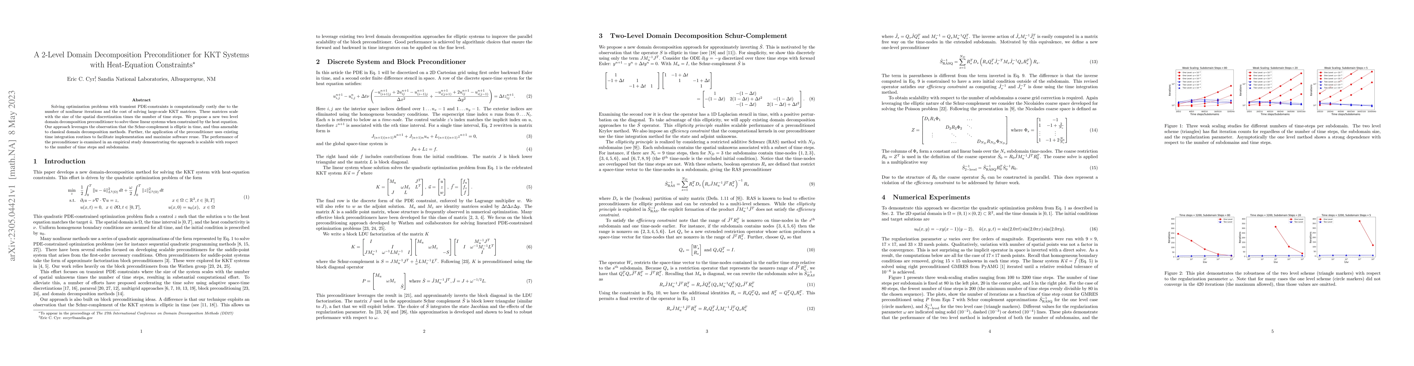 Thumbnail for A 2-Level Domain Decomposition Preconditioner for KKT Systems with
  Heat-Equation Constraints