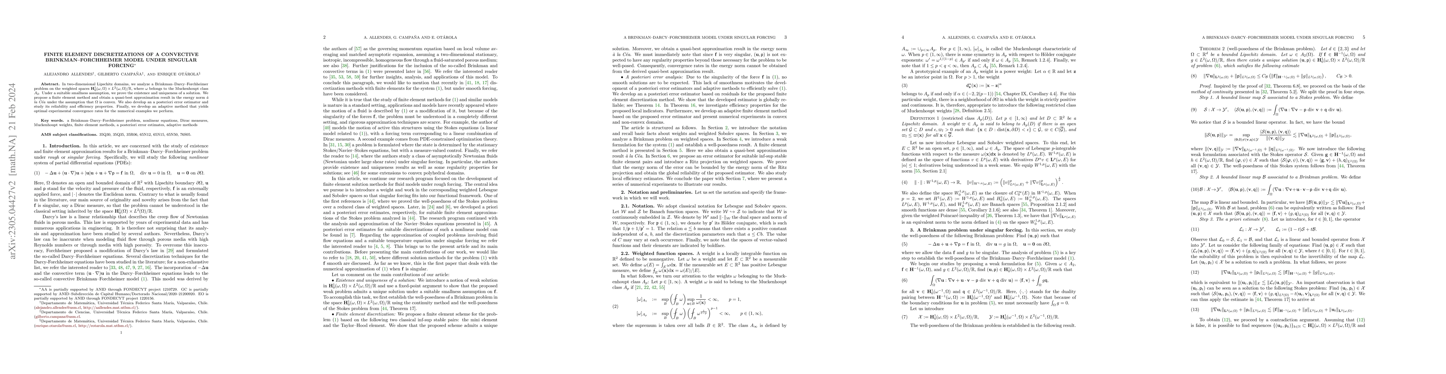Thumbnail for Numerical discretizations of a convective Brinkman-Forchheimer model
  under singular forcing
