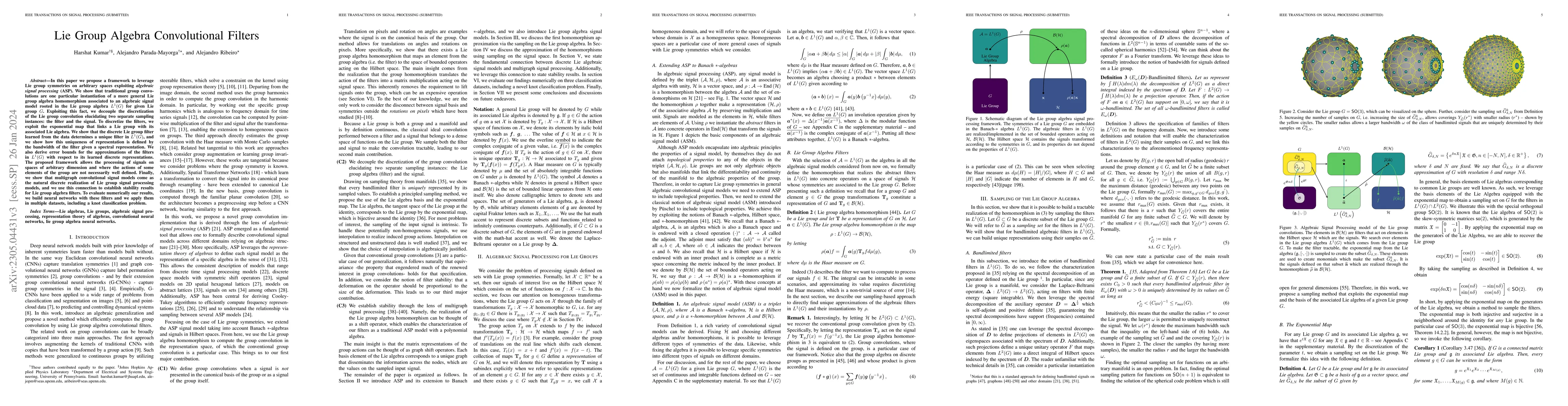 Thumbnail for Lie Group Algebra Convolutional Filters