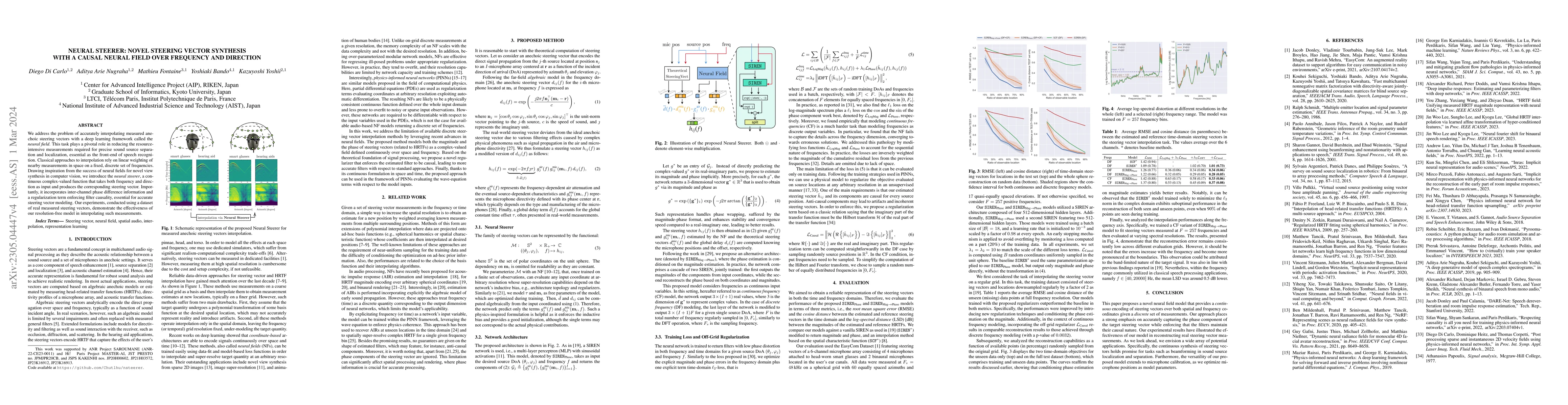 Thumbnail for Neural Steerer: Novel Steering Vector Synthesis with a Causal Neural
  Field over Frequency and Source Positions