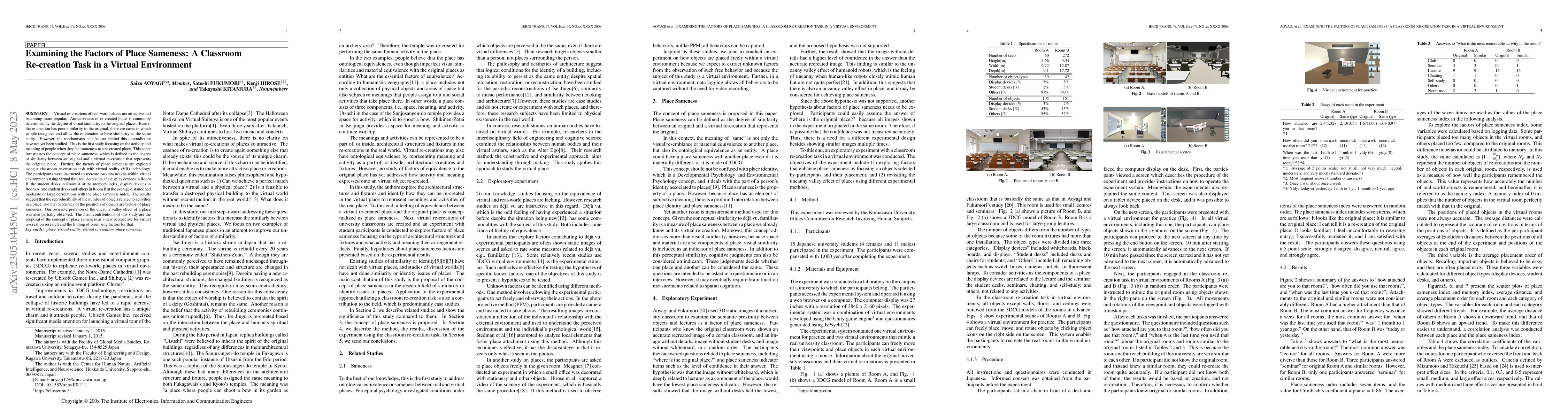 Thumbnail for Examining the Factors of Place Sameness: A Classroom Re-creation Task in
  a Virtual Environment