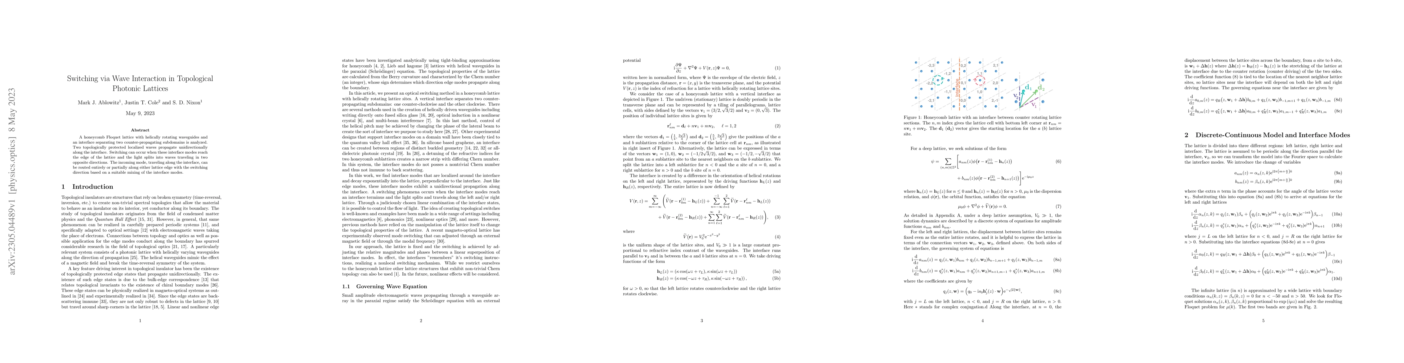 Thumbnail for Switching via Wave Interaction in Topological Photonic Lattices