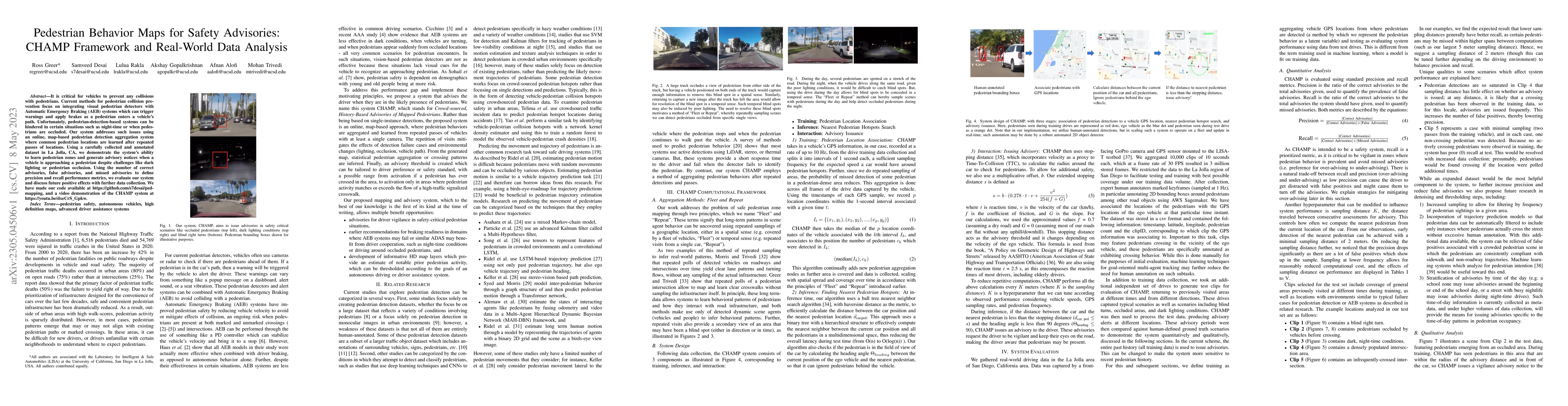 Thumbnail for Pedestrian Behavior Maps for Safety Advisories: CHAMP Framework and
  Real-World Data Analysis