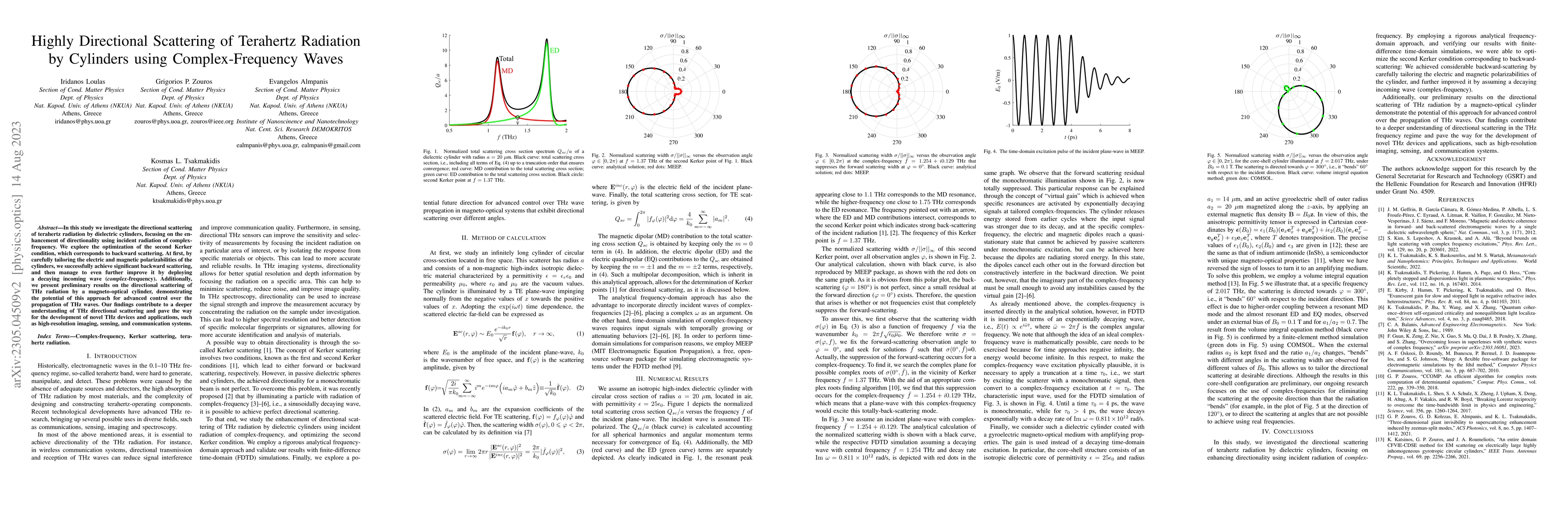 Thumbnail for Highly Directional Scattering of Terahertz Radiation by Cylinders using
  Complex-Frequency Waves