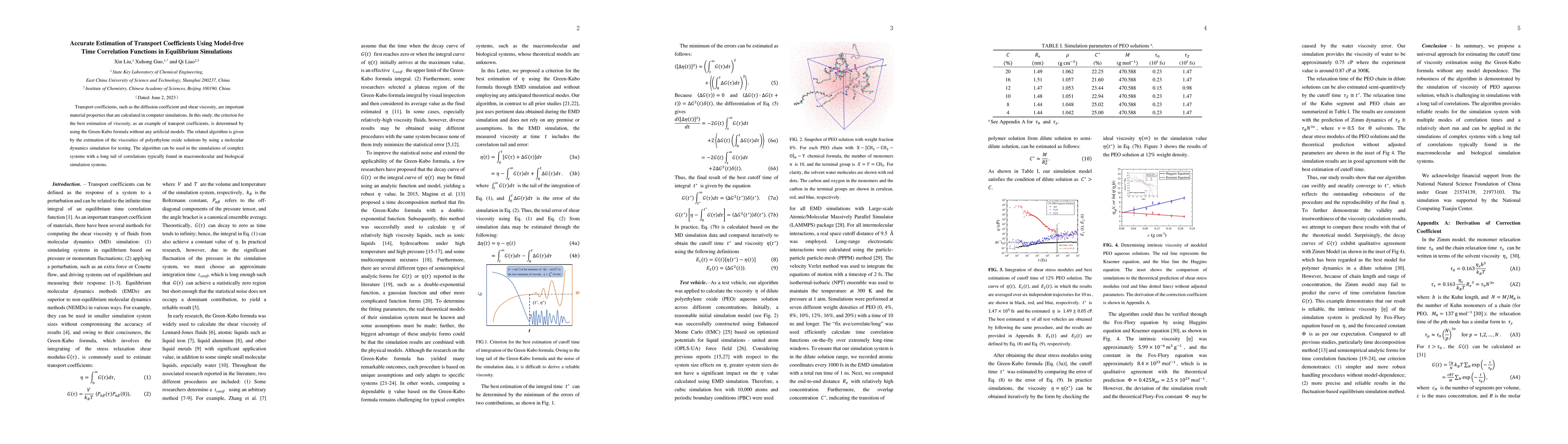 Thumbnail for Accurate Estimation of Transport Coefficients Using Model-free Time
  Correlation Functions in Equilibrium Simulations