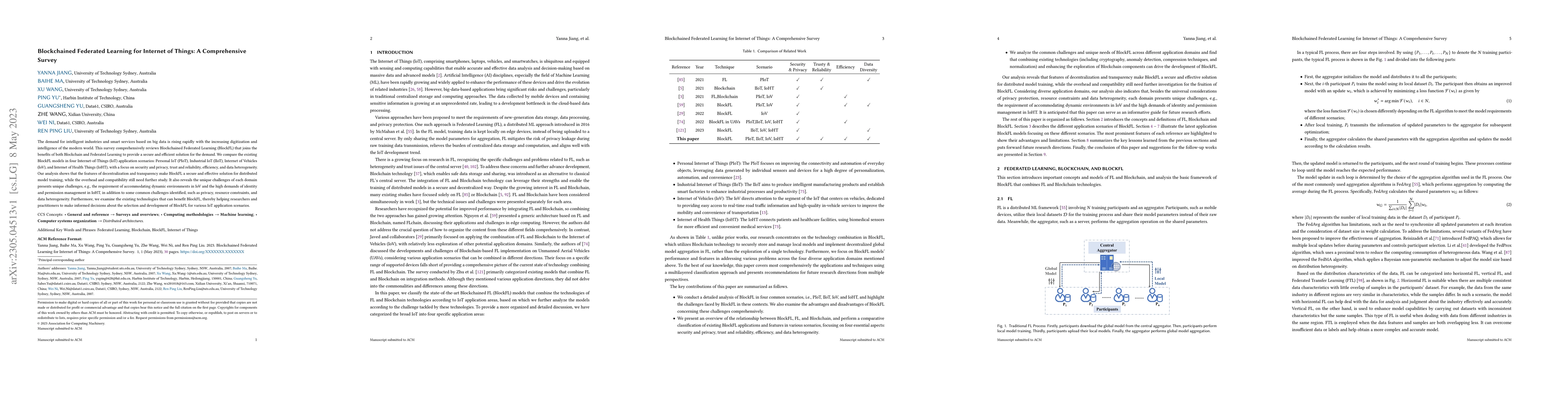 Thumbnail for Blockchained Federated Learning for Internet of Things: A Comprehensive
  Survey