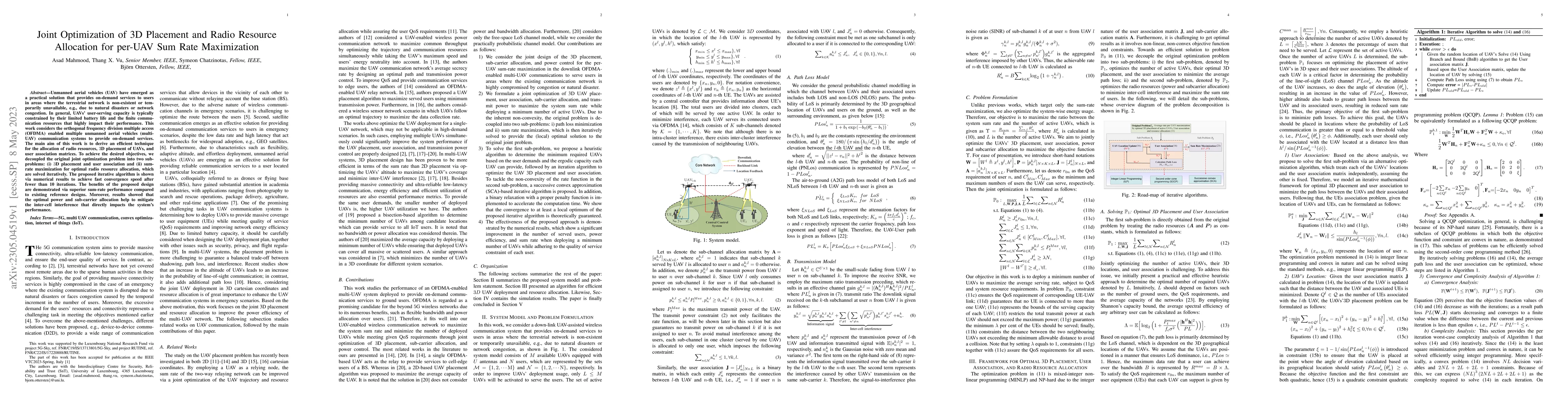 Thumbnail for Joint Optimization of 3D Placement and Radio Resource Allocation for
  per-UAV Sum Rate Maximization