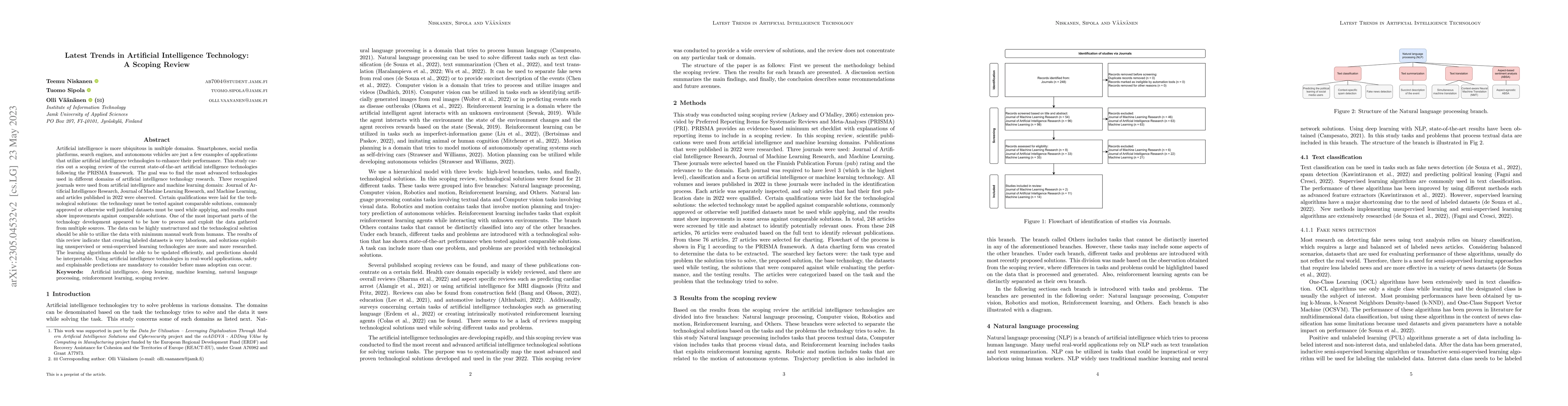 Thumbnail for Latest Trends in Artificial Intelligence Technology: A Scoping Review