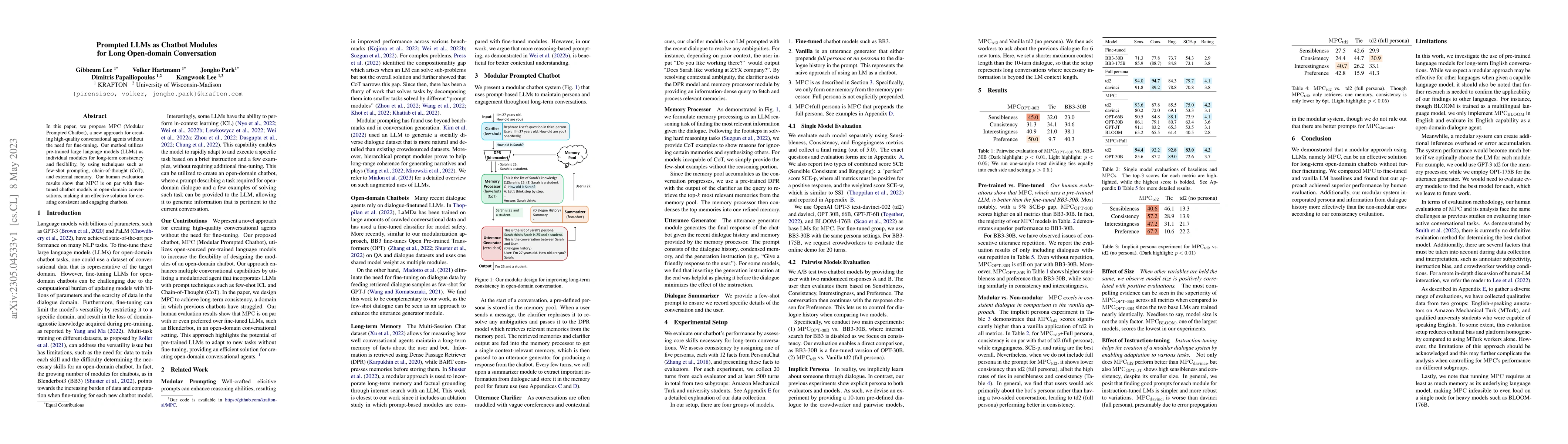 Thumbnail for Prompted LLMs as Chatbot Modules for Long Open-domain Conversation