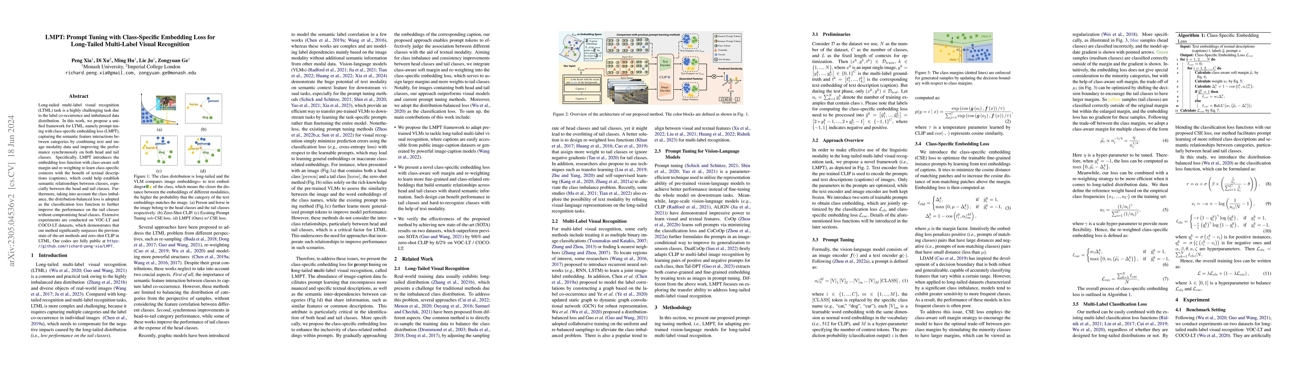 Thumbnail for LMPT: Prompt Tuning with Class-Specific Embedding Loss for Long-tailed
  Multi-Label Visual Recognition
