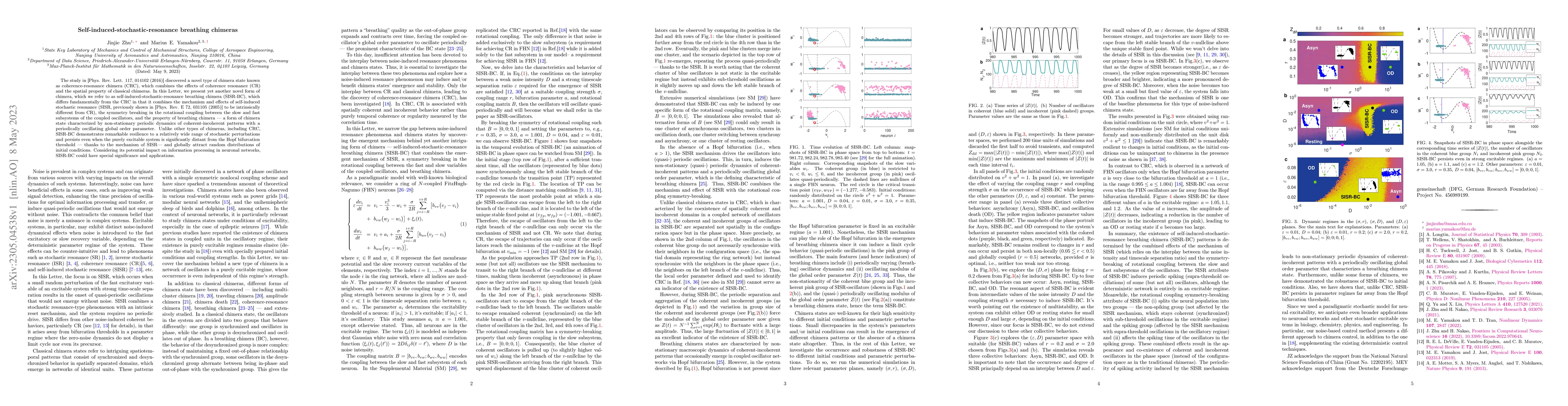 Thumbnail for Self-induced-stochastic-resonance breathing chimeras