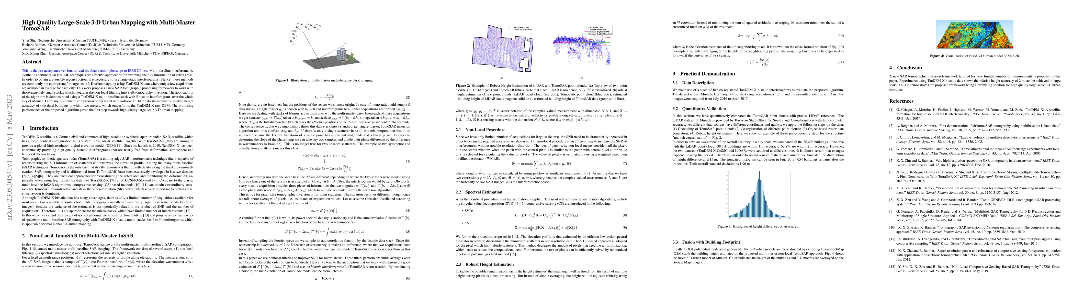 Thumbnail for High Quality Large-Scale 3-D Urban Mapping with Multi-Master TomoSAR