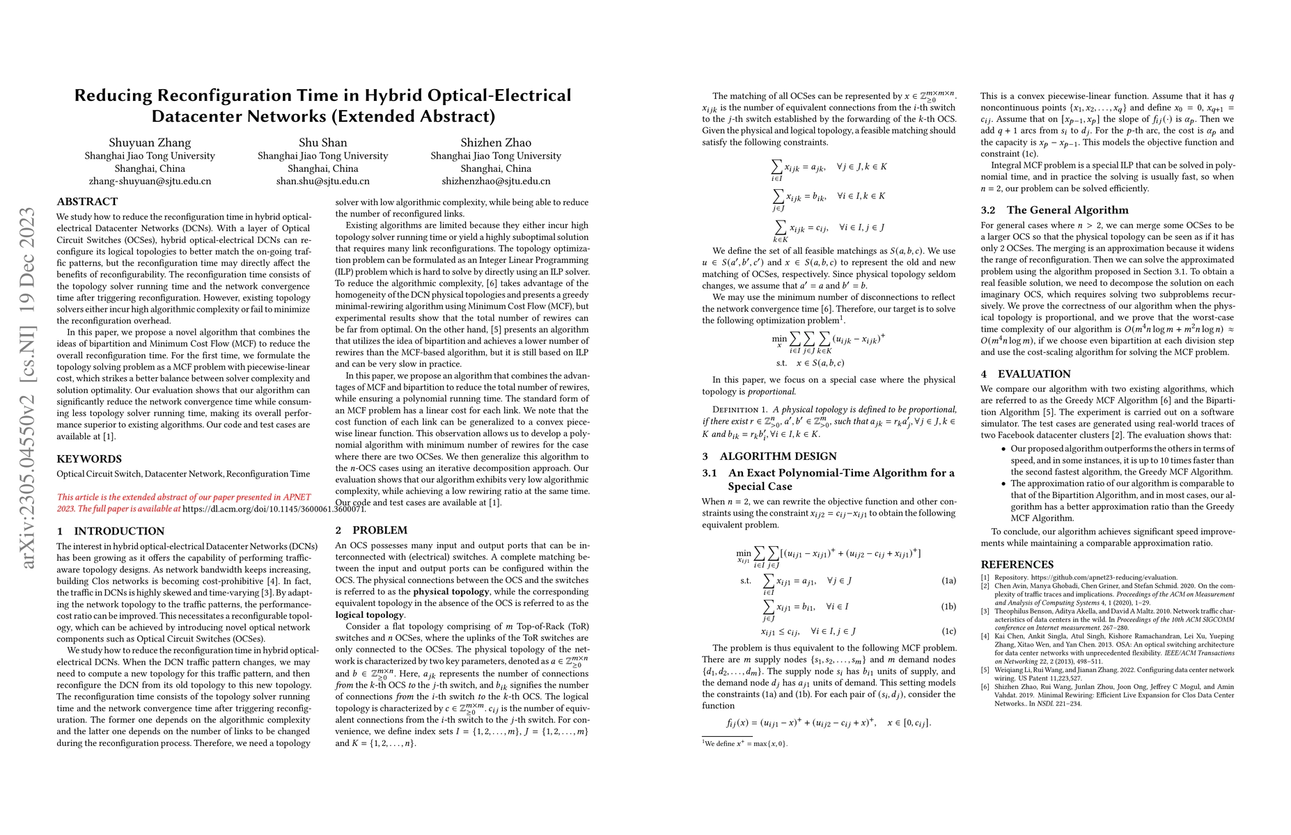 Thumbnail for Reducing Reconfiguration Time in Hybrid Optical-Electrical Datacenter
  Networks (Extended Abstract)