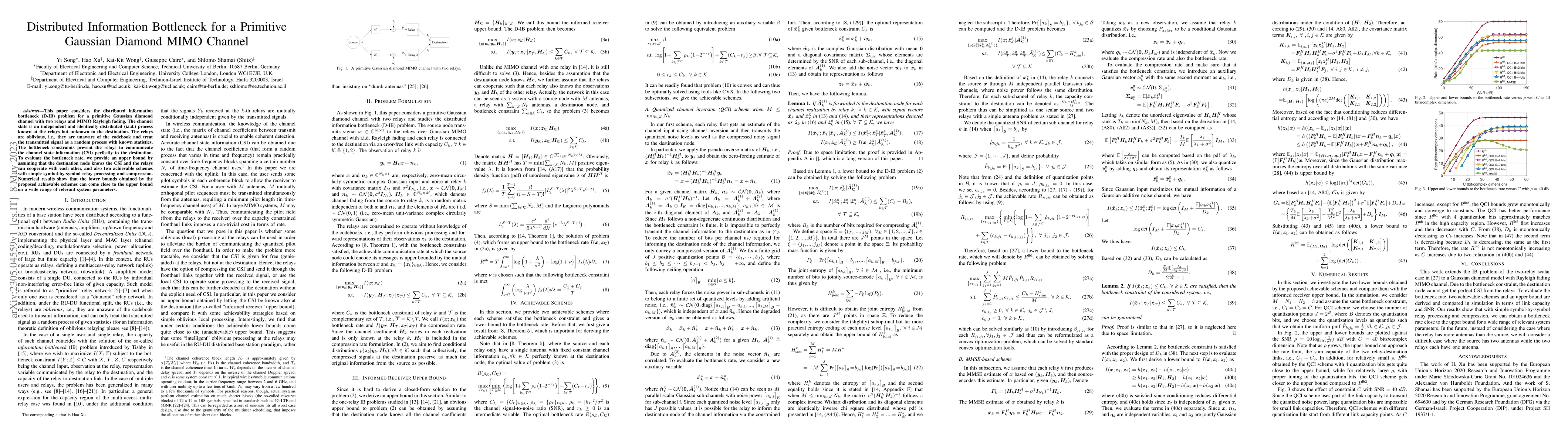 Thumbnail for Distributed Information Bottleneck for a Primitive Gaussian Diamond MIMO
  Channel
