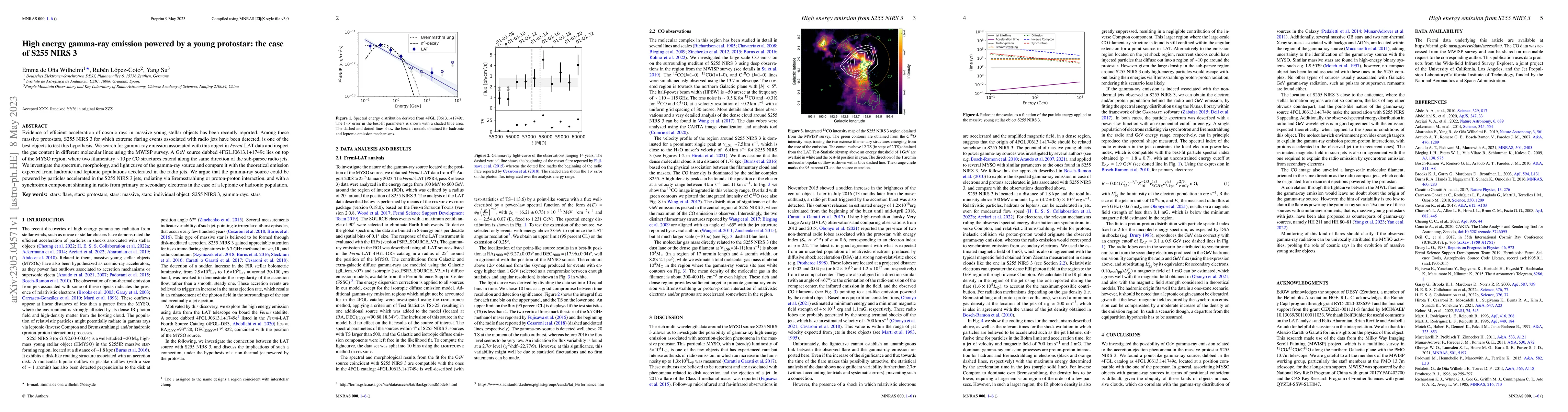 Thumbnail for High energy gamma-ray emission powered by a young protostar: the case of
  S255 NIRS 3