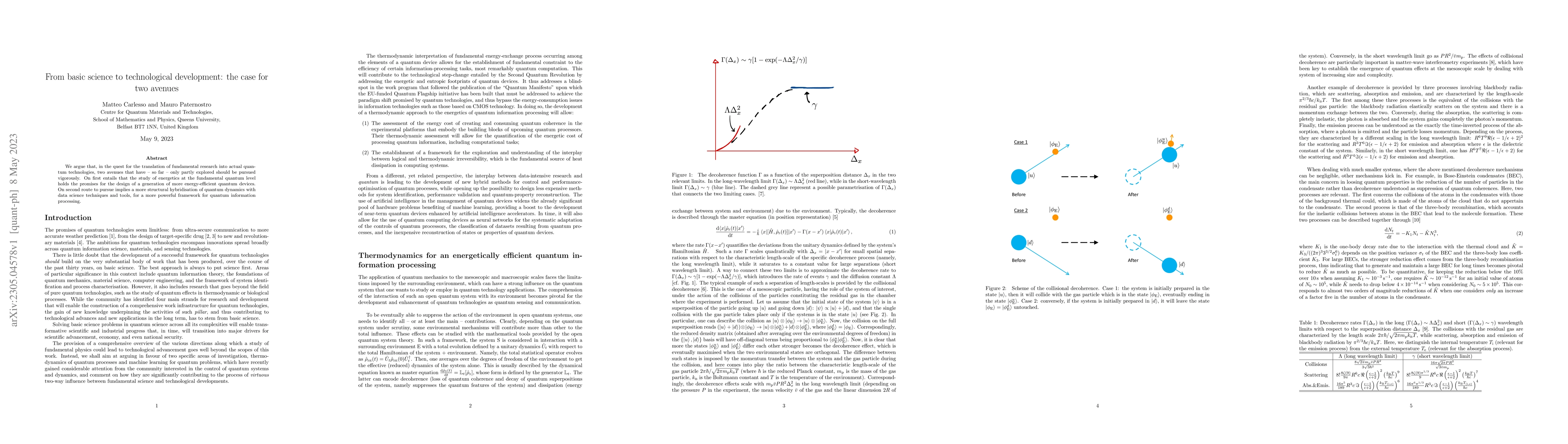Thumbnail for From basic science to technological development: the case for two
  avenues