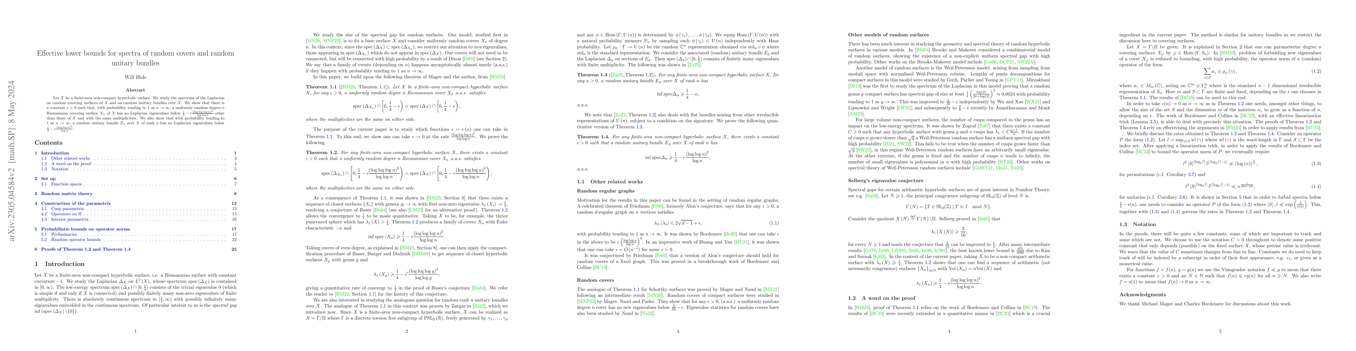 Thumbnail for Effective lower bounds for spectra of random covers and random unitary
  bundles