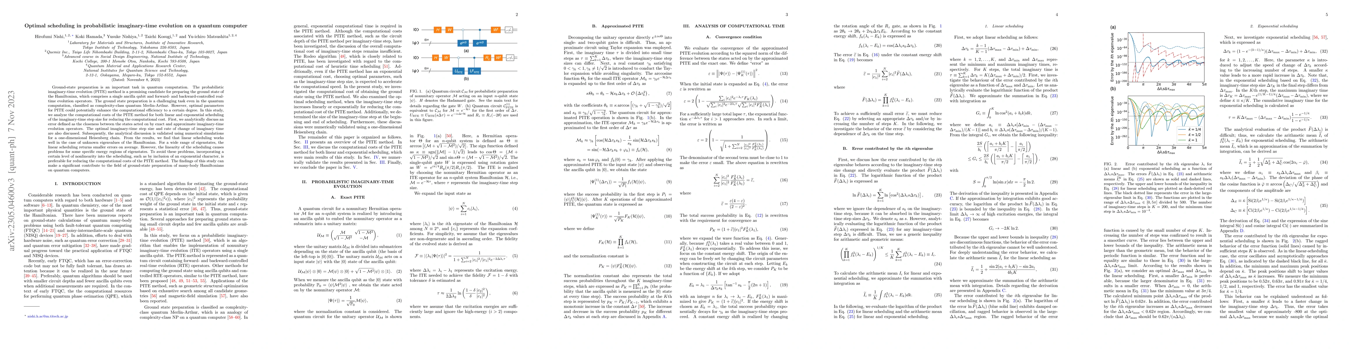 Thumbnail for Optimal scheduling in probabilistic imaginary-time evolution on a
  quantum computer