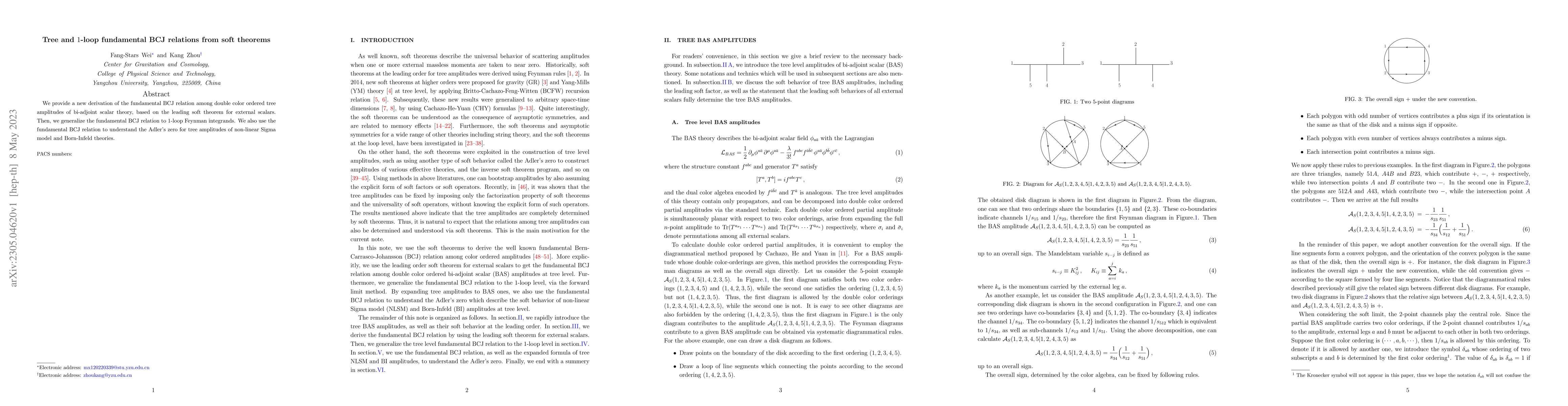 Thumbnail for Tree and $1$-loop fundamental BCJ relations from soft theorems