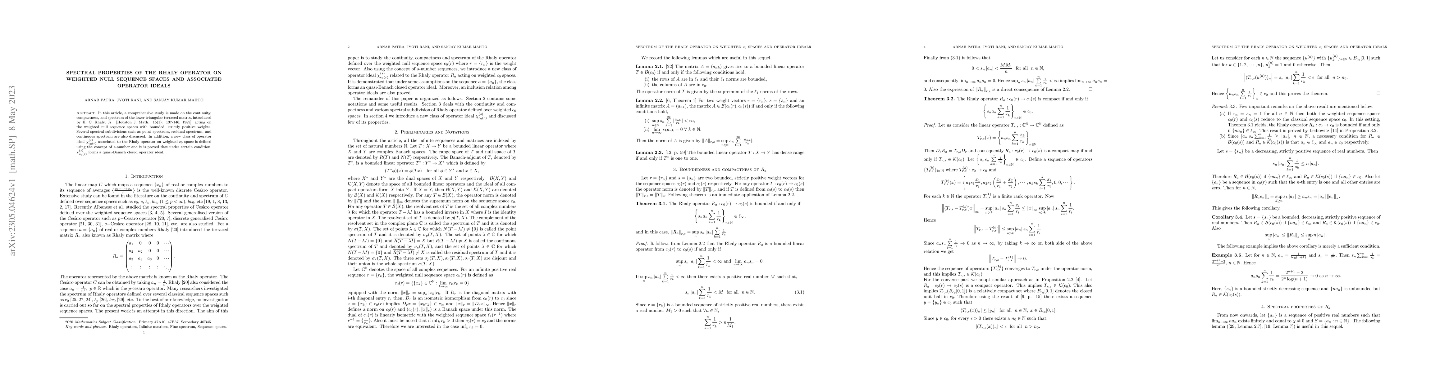 Thumbnail for Spectral properties of the Rhaly operator on weighted null sequence
  spaces and associated operator ideals