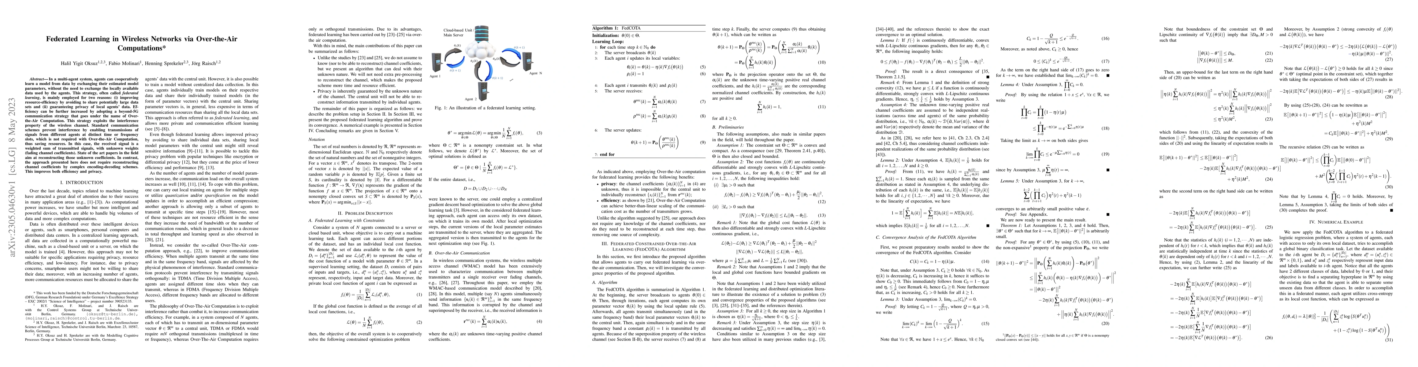 Thumbnail for Federated Learning in Wireless Networks via Over-the-Air Computations