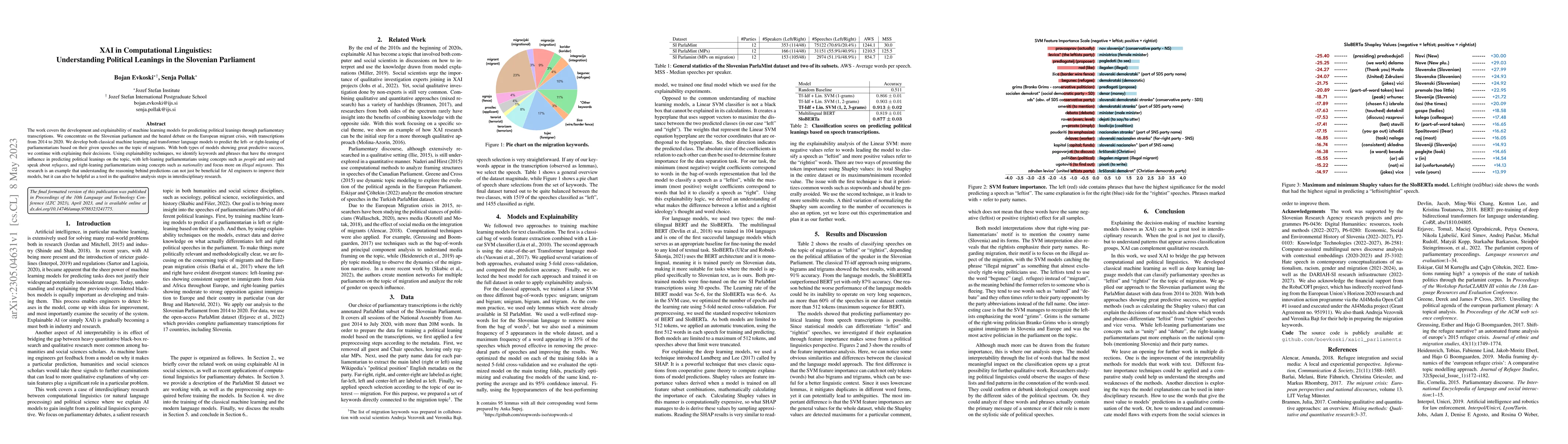 Thumbnail for XAI in Computational Linguistics: Understanding Political Leanings in
  the Slovenian Parliament