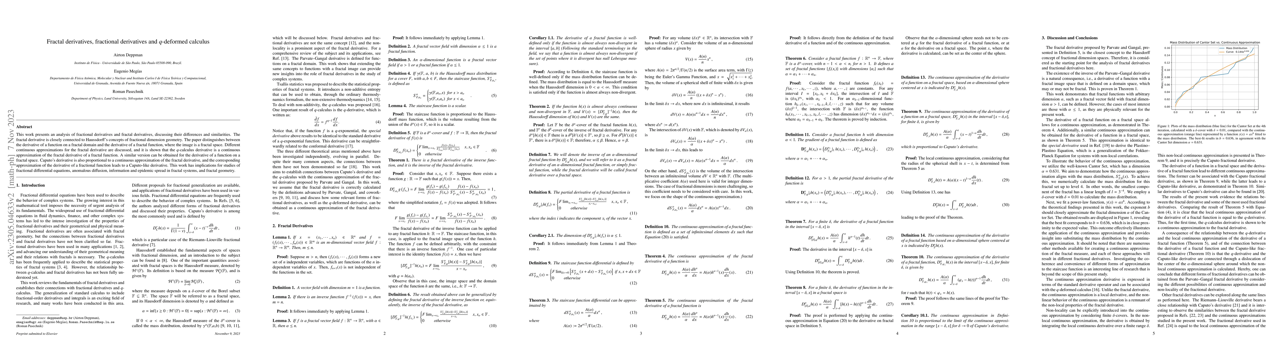 Thumbnail for Fractal derivatives, fractional derivatives and $q$-deformed calculus