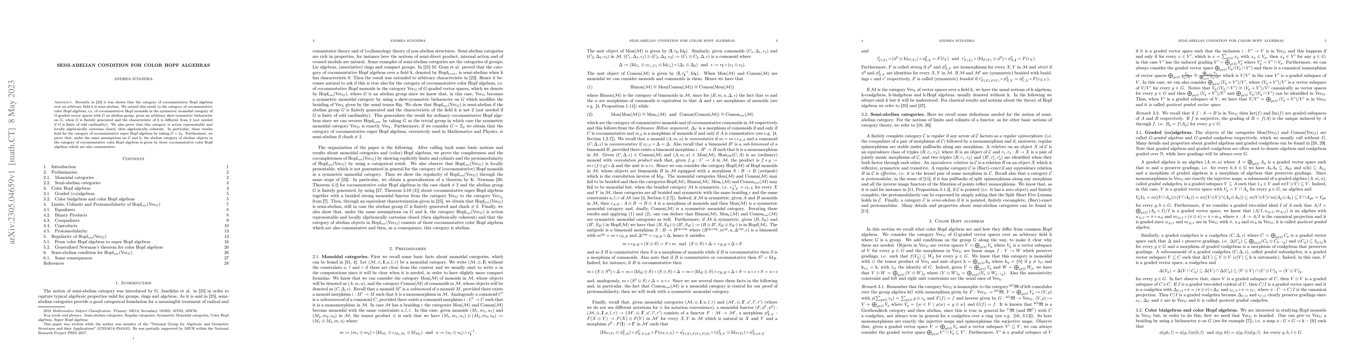 Thumbnail for Semi-abelian condition for color Hopf algebras