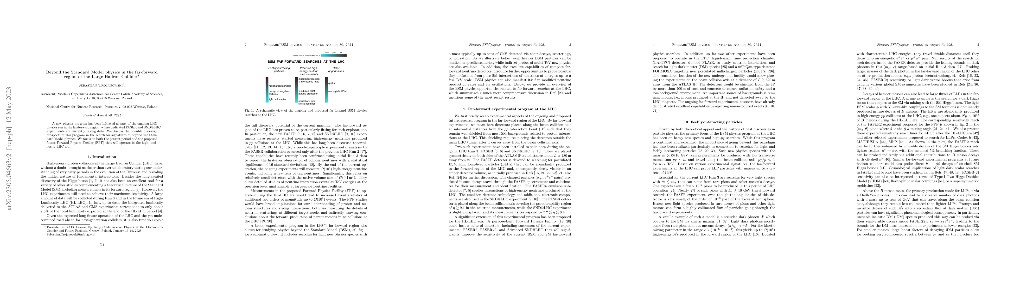 Thumbnail for Beyond the Standard Model physics in the far-forward region of the Large
  Hadron Collider