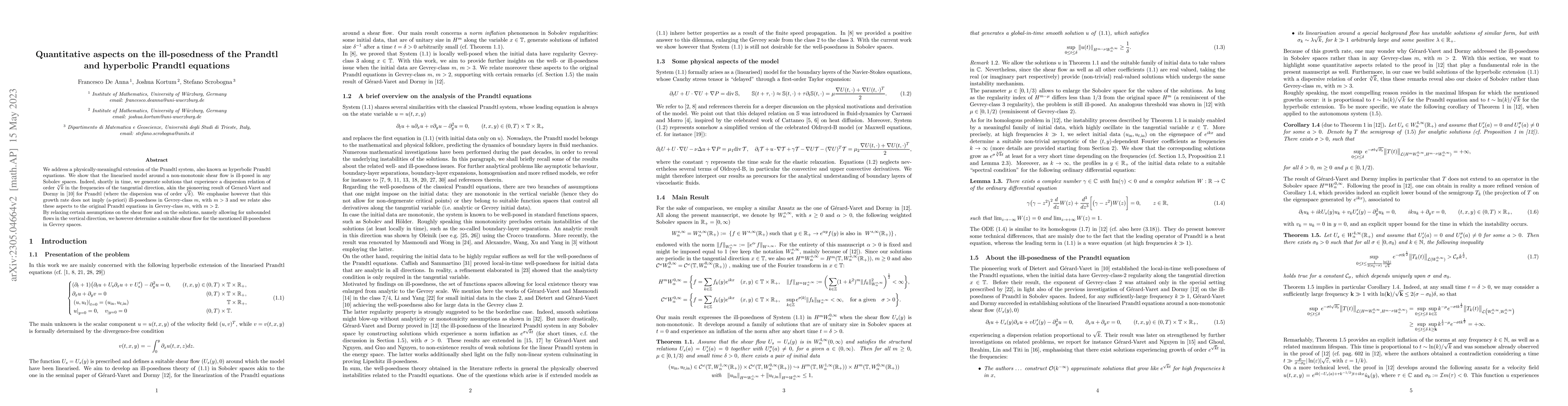 Thumbnail for Quantitative aspects on the ill-posedness of the Prandtl and hyperbolic
  Prandtl equations