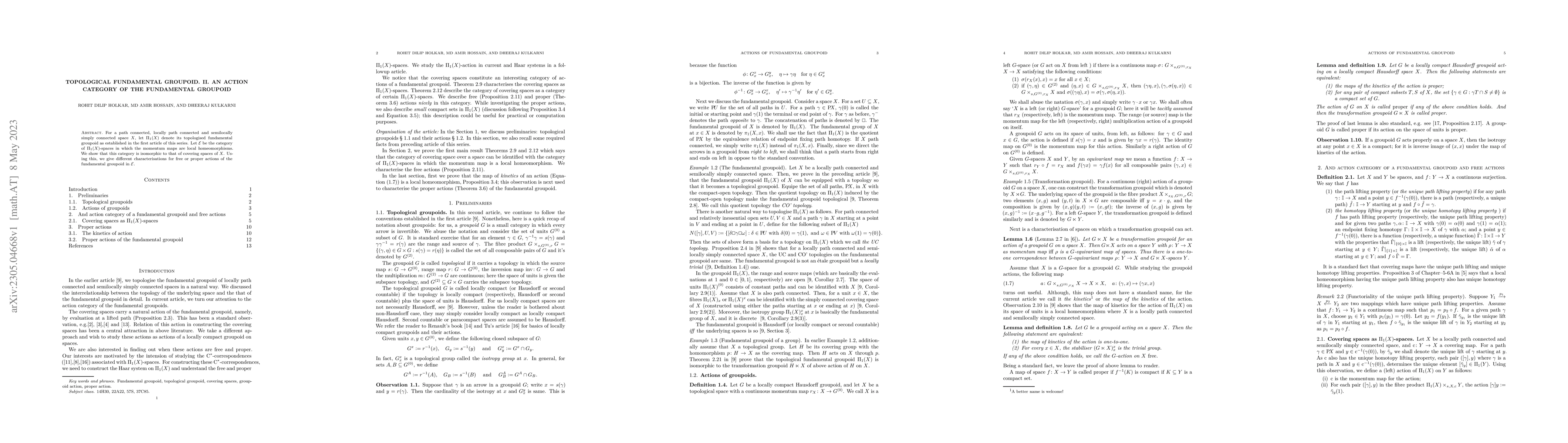 Thumbnail for Topological Fundamental Groupoid. II. An action category of the
  fundamental groupoid