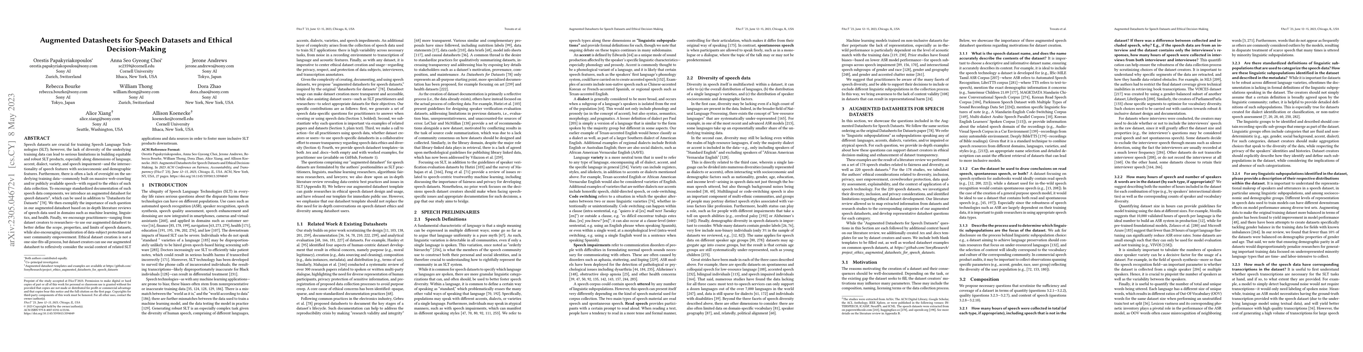 Thumbnail for Augmented Datasheets for Speech Datasets and Ethical Decision-Making