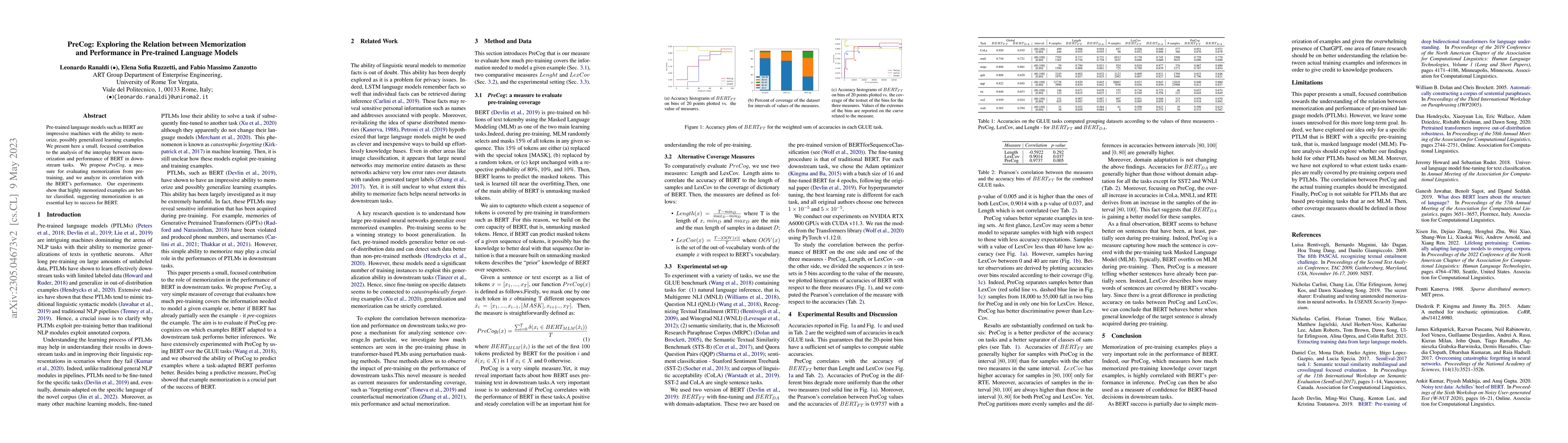 Thumbnail for PreCog: Exploring the Relation between Memorization and Performance in
  Pre-trained Language Models