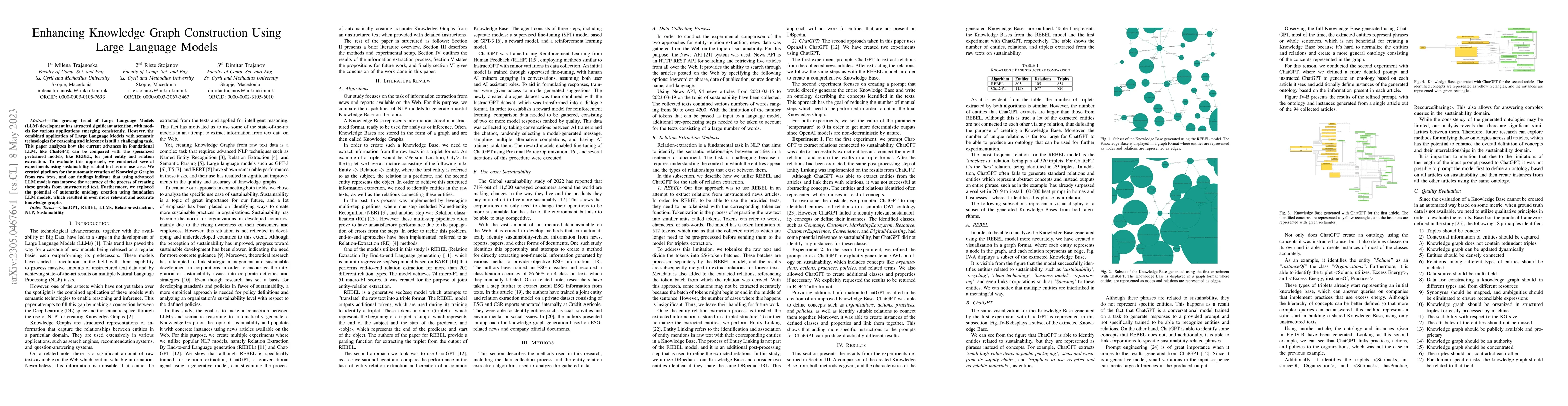 Thumbnail for Enhancing Knowledge Graph Construction Using Large Language Models