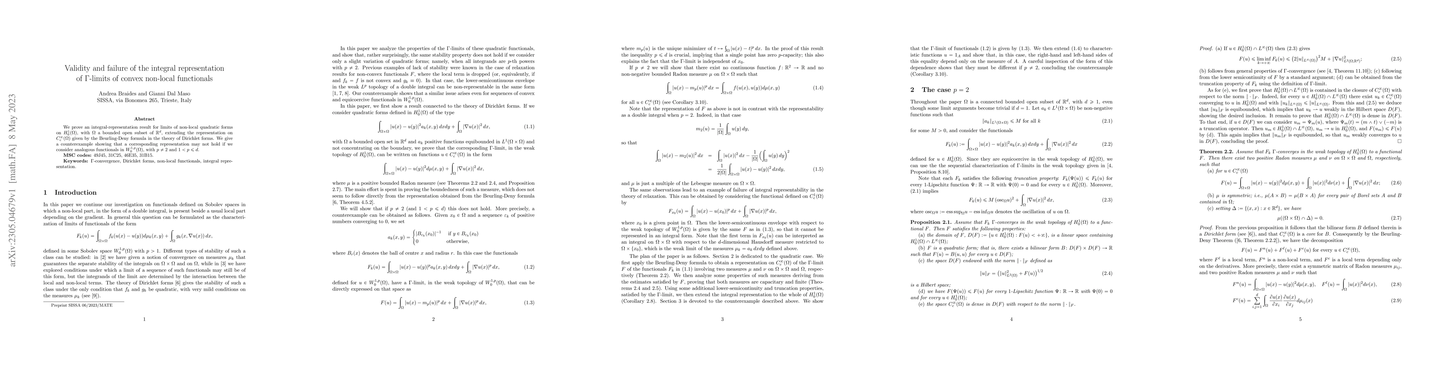 Thumbnail for Validity and failure of the integral representation of {\Gamma}-limits
  of convex non-local functionals