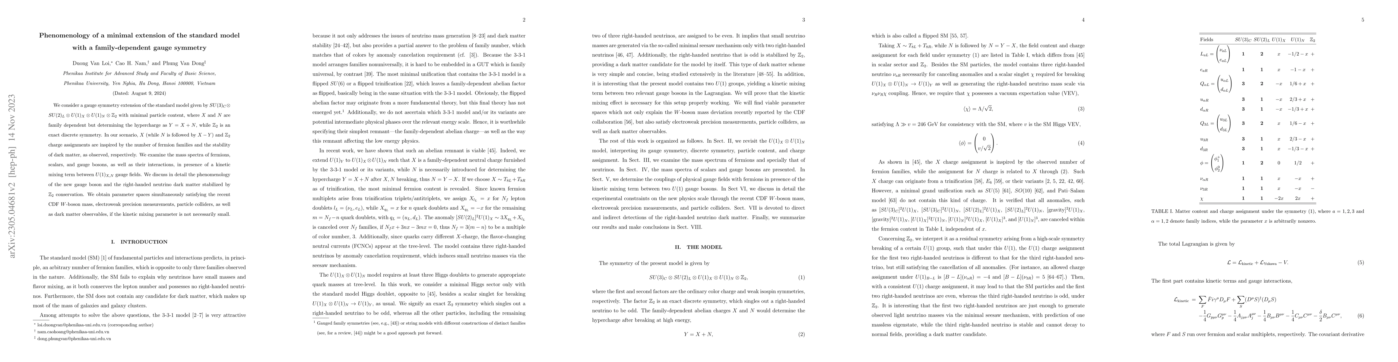 Thumbnail for Phenomenology of a minimal extension of the standard model with a
  family-dependent gauge symmetry