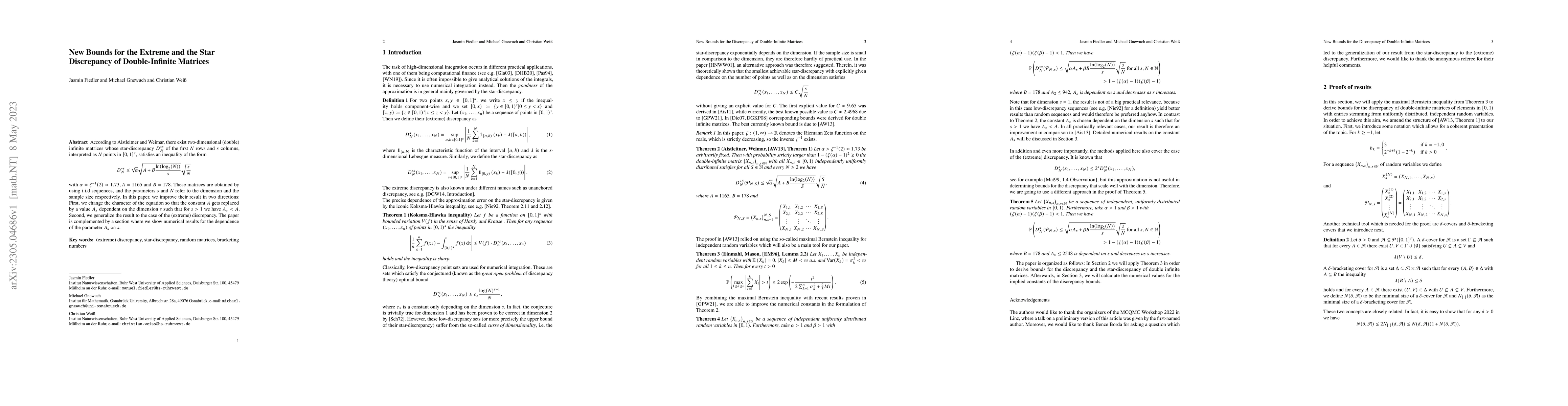 Thumbnail for New Bounds for the Extreme and the Star Discrepancy of Double-Infinite
  Matrices