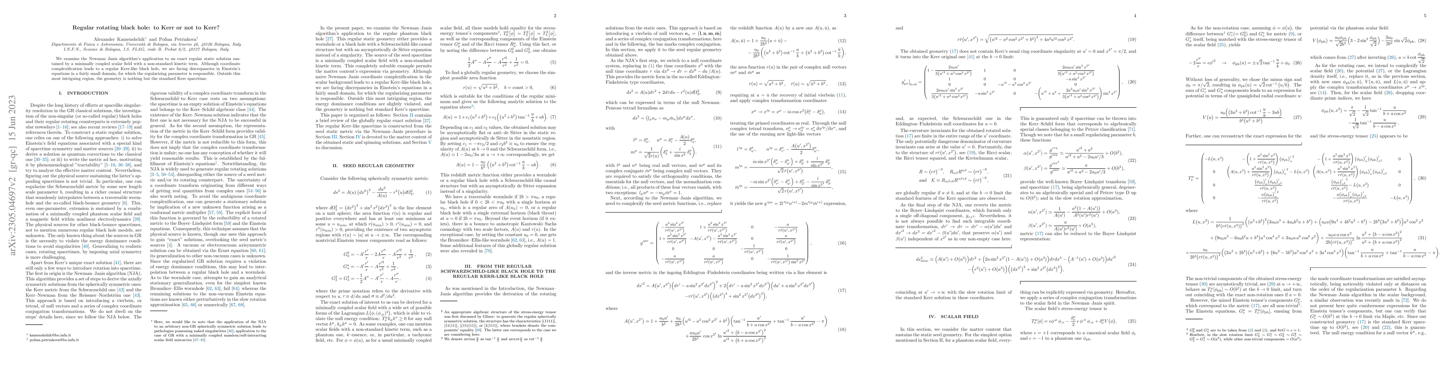 Thumbnail for Newman-Janis algorithm's application to regular black hole models