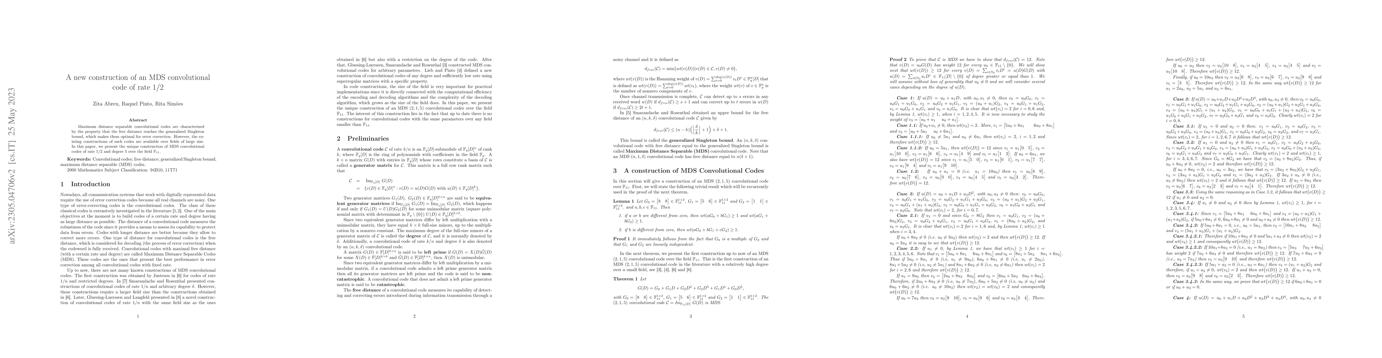 Thumbnail for A new construction of an MDS convolutional code of rate 1/2